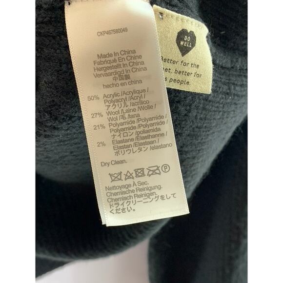 MADEWELL Women's Black Coziest Yarn Melwood Square-Neck Long Sleeve Sweater SZ L - Picture 7 of 7